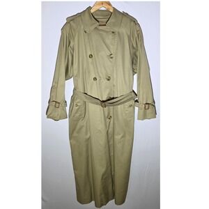 Burberrys Vintage Trench Coat Khaki Nova Check Liner Belted Womens 14 XX-Long